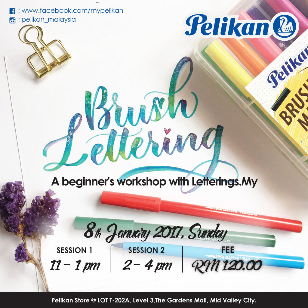 BRUSH LETTERING WORKSHOP AT PELIKAN STORE WITH LETTERINGS.MY